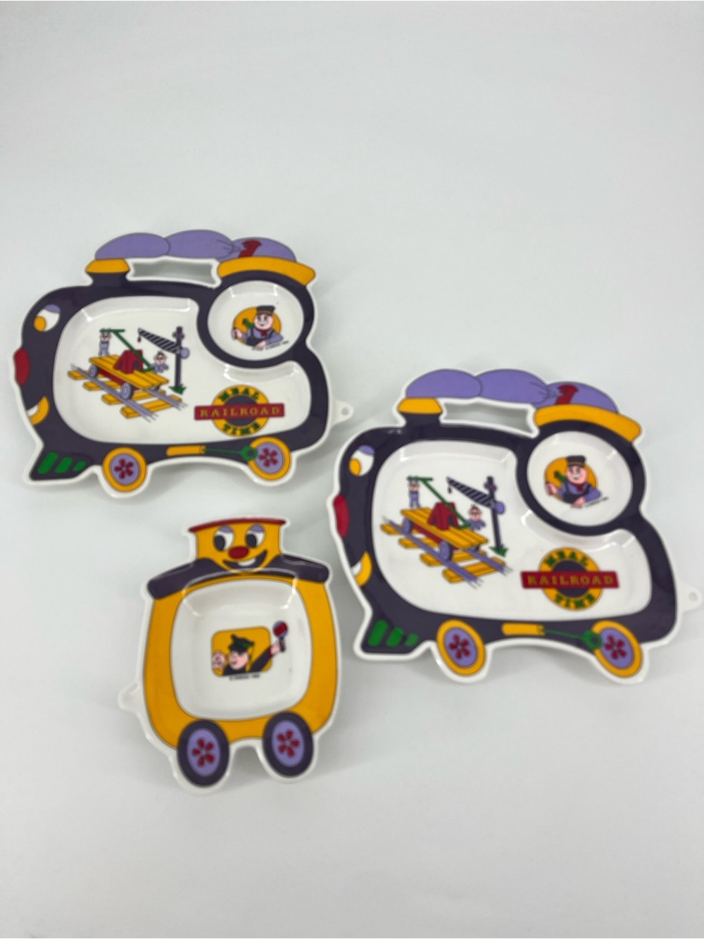 Vintage Children’s Plates Meal Railroad Train Section Melamine Oneida 1994 Lot 3